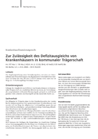 Dokument Zur Zul&auml;ssigkeit des Defizitausgleichs von Krankenh&auml;usern in kommunaler Tr&auml;gerschaft