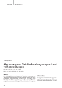 Dokument Abgrenzung von Gleichbehandlungsanspruch und Teilhabeleistungen
