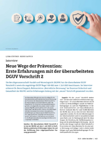 Dokument Neue Wege der Pr&auml;vention: Erste Erfahrungen mit der &uuml;berarbeiteten DGUV Vorschrift 2
