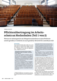 Dokument Pflichten&uuml;bertragung im Arbeitsschutz an Hochschulen (Teil 1 von 2)