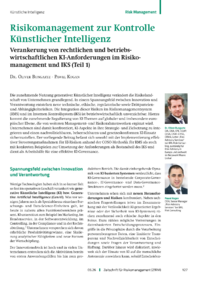Dokument Risikomanagement zur Kontrolle K&uuml;nstlicher Intelligenz