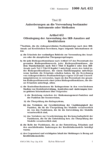Dokument Artikel 452 Offenlegung der Anwendung des IRB-Ansatzes auf Kreditrisiken