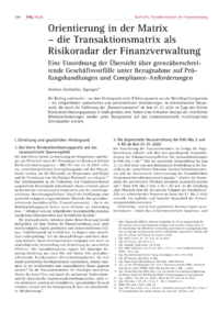 Dokument Orientierung in der Matrix &ndash; die Transaktionsmatrix als Risikoradar der Finanzverwaltung