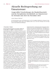 Dokument Aktuelle Rechtsprechung zur Umsatzsteuer
