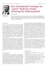 Dokument Das schwankende Verm&ouml;gen im &bdquo;neuen&ldquo; Recht der Grundsicherung f&uuml;r Arbeitsuchende