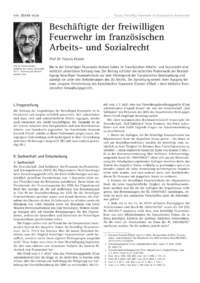 Dokument Besch&auml;ftigte der freiwilligen Feuerwehr im franz&ouml;sischen Arbeits- und Sozialrecht