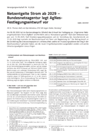 Dokument Netzentgelte Strom ab 2029 &ndash; Bundesnetzagentur legt AgNes-Festlegungsentwurf vor