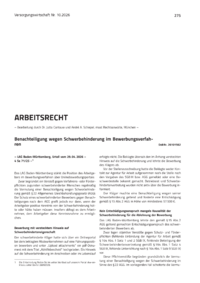 Dokument Benachteiligung wegen Schwerbehinderung im Bewerbungsverfahren