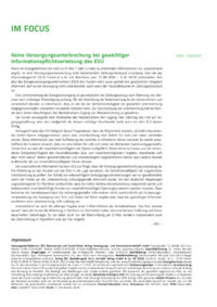 Dokument Keine Versorgungsunterbrechung bei gewichtiger Informationspflichtverletzung des EVU