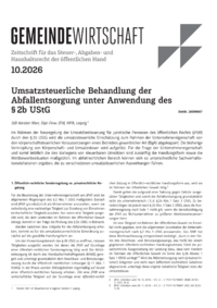Dokument Umsatzsteuerliche Behandlung der Abfallentsorgung unter Anwendung des &sect; 2b UStG