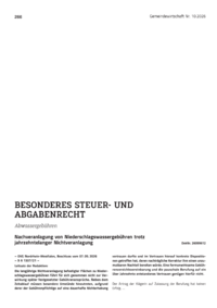 Dokument Nachveranlagung von Niederschlagswassergeb&uuml;hren trotz jahrzehntelanger Nichtveranlagung
