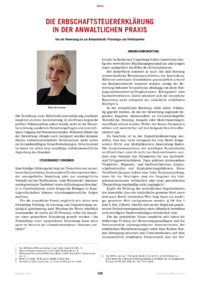 Dokument Die Erbschaftsteuererkl&auml;rung in der anwaltlichen Praxis