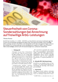Dokument Steuerfreiheit von Corona-Sonderzahlungen bei Anrechnung auf freiwillige ArbG-Leistungen