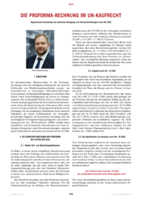 Dokument Die Proforma-Rechnung im UN-Kaufrecht