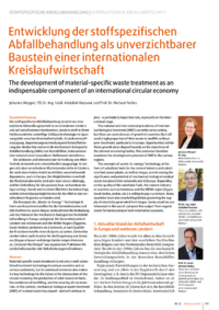 Dokument Entwicklung der stoffspezifischen Abfallbehandlung als unverzichtbarer Baustein einer internationalen Kreislaufwirtschaft