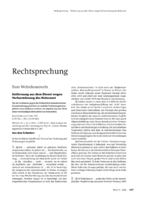 Dokument Entfernung aus dem Dienst wegen Verharmlosung des Holocaust