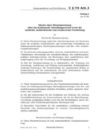 Dokument &sect; 116 Anh. 2 Muster einer Dienstanweisung &uuml;ber das kommunale Anordnungswesen sowie die sachliche, fachtechnische und rechnerische Feststellung