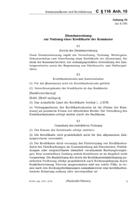 Dokument C &sect; 116 Anh. 10 Dienstanweisung zur Nutzung einer Kreditkarte der Kommune