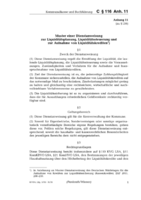 Dokument C &sect; 116 Anh. 11 Muster einer Dienstanweisung zur Liquidit&auml;tsplanung, Liquidit&auml;tssteuerung und zur Aufnahme von Liquidit&auml;tskrediten
