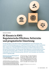 Dokument KI-Einsatz in KMU: Regulatorische Pflichten, Fallstricke und pragmatische Umsetzung