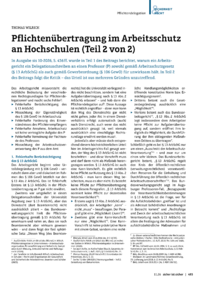 Dokument Pflichten&uuml;bertragung im Arbeitsschutz an Hochschulen (Teil 2 von 2)