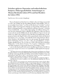 Dokument Zwischen agitierter Depression und melancholischem Peripatos. Diskursgeschichtliche Anmerkungen zu Thomas Bernhards Gehen (1971) und Karl Krolows Im Gehen (1981)