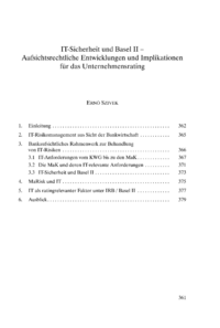 Dokument IT-Sicherheit und Basel II – Aufsichtsrechtliche Entwicklungen und Implikationen für das Unternehmensrating