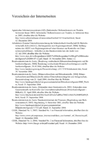 Dokument Verzeichnis der Internetseiten