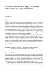 Dokument Reliability Improvement in Supply Chain Design under Demand and Supply Uncertainties