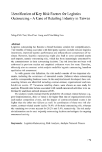 Dokument Identification of Key Risk Factors for Logistics Outsourcing - A Case of Retailing Industry in Taiwan