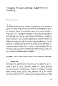 Dokument Mitigating Risk during Strategic Supply Network Modelling