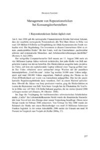 Dokument Management von Reputationsrisiken bei Konsumgüterherstellern