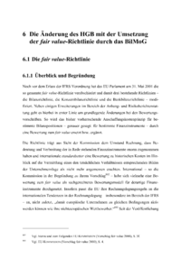 Dokument Die Änderung des HGB mit der Umsetzung der fair value-Richtlinie durch das BilMoG