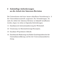 Dokument Zukünftige Anforderungen an die Arbeit der Internen Revision