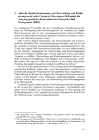 Dokument Aktuelle Standortbestimmung von Überwachung und Risikomanagement in der Corporate Governance-Diskussion als Ausgangspunkt der Konzeption eines Enterprise Risk Management (ERM)