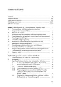 Dokument Inhaltsverzeichnis