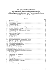 Dokument Die „gemeinnützige“ Stiftung als Instrument der Unternehmensnachfolge bei Beteiligungen an Kapital- und Personengesellschaften