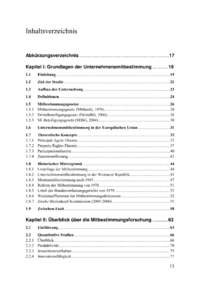 Dokument Inhaltsverzeichnis