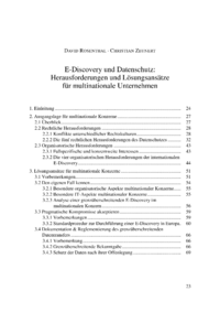 Dokument E-Discovery und Datenschutz: Herausforderungen und L&ouml;sungsans&auml;tze f&uuml;r multinationale Unternehmen