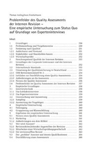 Dokument Problemfelder des Quality Assessments der Internen Revision – Eine empirische Untersuchung zum Status Quo auf Grundlage von Experteninterviews