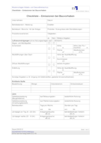 Dokument Emissionen bei Bauvorhaben (Checkliste) 