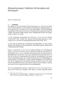 Dokument Klimaschutzregime: Einfallstor für Korruption und Missbrauch?