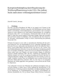 Dokument Korruptionsbekämpfung durch Regulierung der Wahlkampffinanzierung in den USA: Die endlose Suche nach einem verfassungskonformen Gesetz?