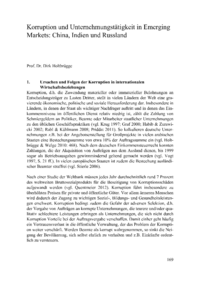 Dokument Korruption und Unternehmungstätigkeit in Emerging Markets: China, Indien und Russland