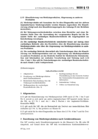 Dokument MPG Erläuterungen: § 13 Klassifizierung von Medizinprodukten, Abgrenzung zu anderen Produkten