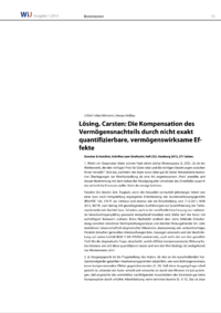 Dokument L&ouml;sing, Carsten: Die Kompensation des Verm&ouml;gensnachteils durch nicht exakt quantifizierbare, verm&ouml;genswirksame Effekte