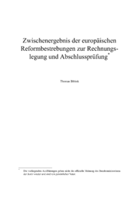 Dokument Zwischenergebnis der europäischen Reformbestrebungen zur Rechnungslegung und Abschlussprüfung