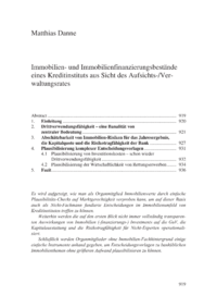 Dokument Immobilien- und Immobilienfinanzierungsbestände eines Kreditinstituts aus Sicht des Aufsichts-/Verwaltungsrates
