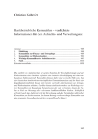 Dokument Bankbetriebliche Kennzahlen – verdichtete Informationen für den Aufsichts- und Verwaltungsrat