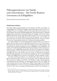 Dokument Führungsstrukturen von Familie und Unternehmen – Die Family Business Governance als Erfolgsfaktor